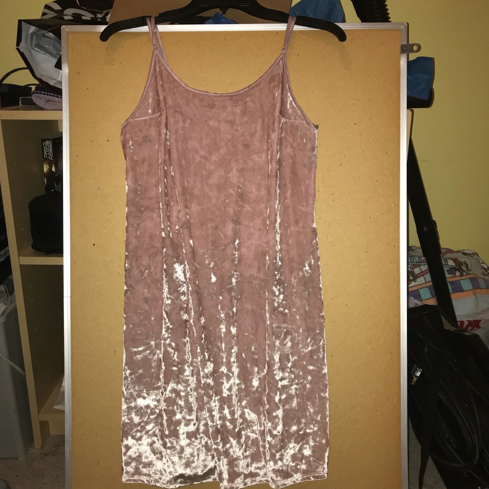 pink crushed velvet dress